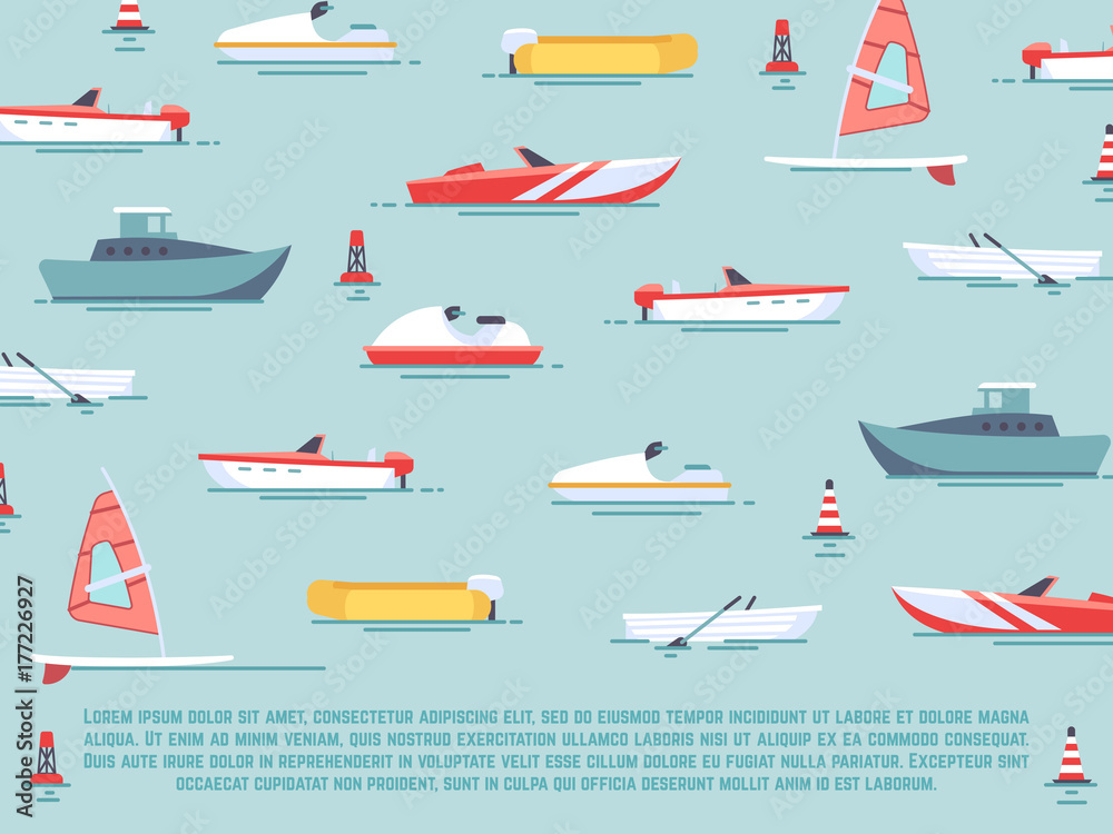 Sea transport poster design - boats and ships background