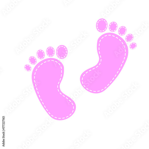 pattern with baby footprint. Footprints girls on white background. vector