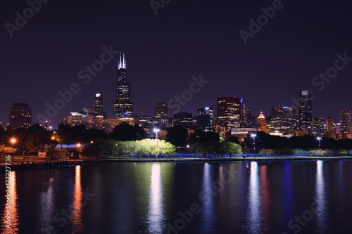 Chicago night skyline, Usa.