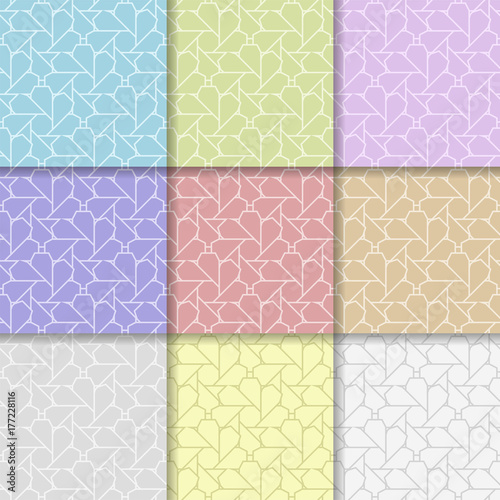 Geometric background. Abstract seamless wallpaper. Multi colored set