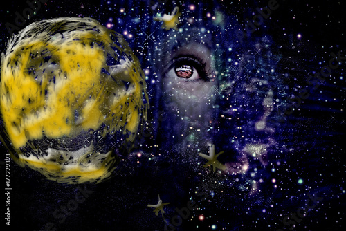 Moon ,Universe and woman 