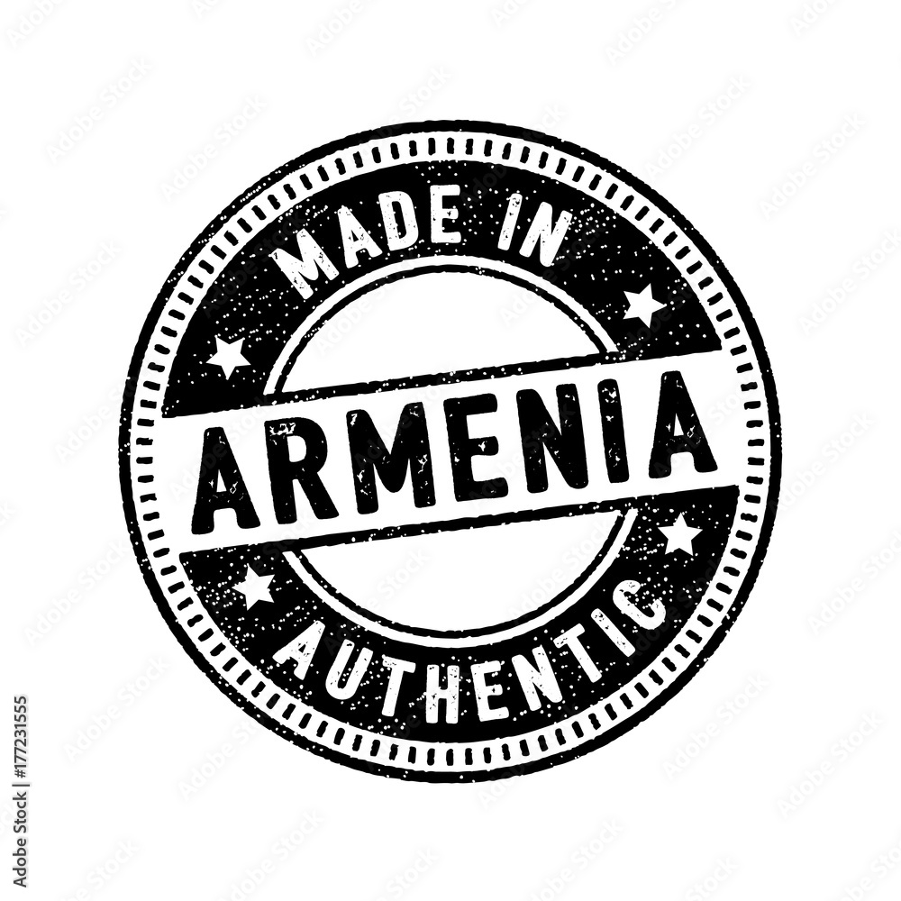 made in armenia authentic circle rubber stamp icon