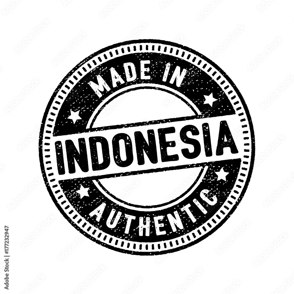 made in indonesia authentic circle rubber stamp icon