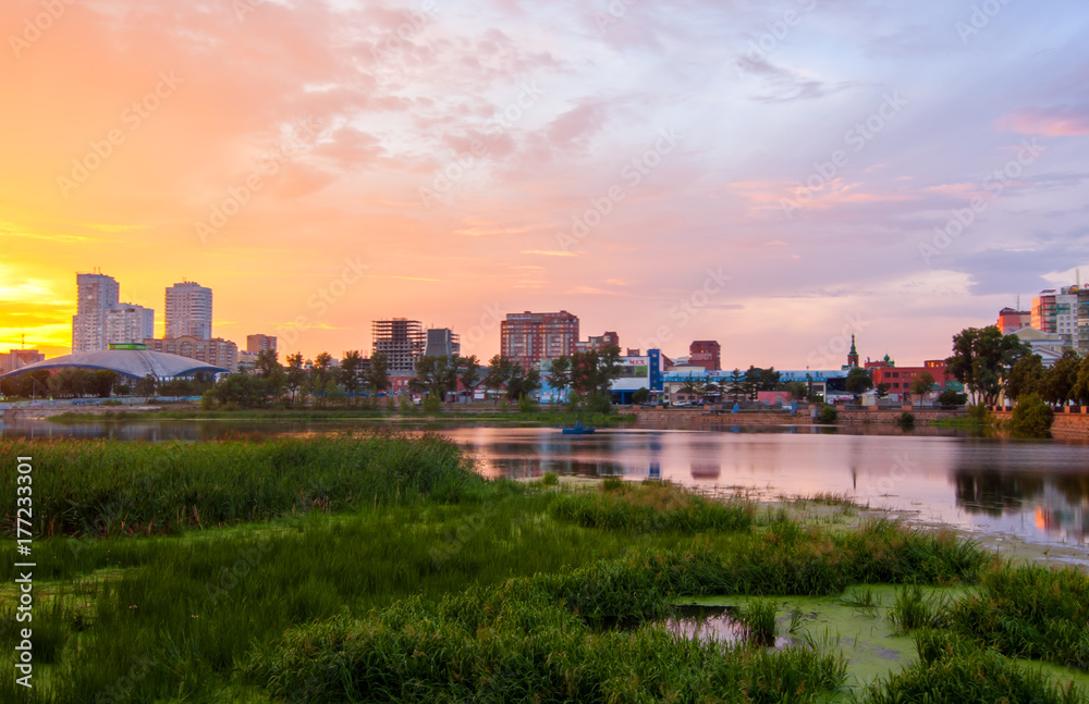 Chelyabinsk city view in sunset, Russia