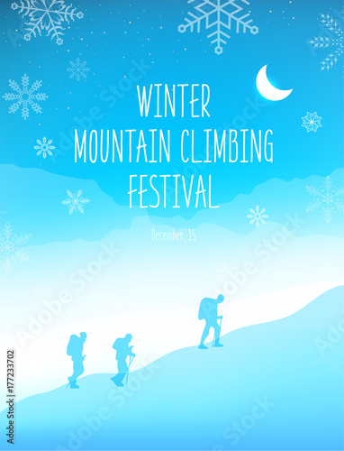 winter Mountain climbing Festival Illustration