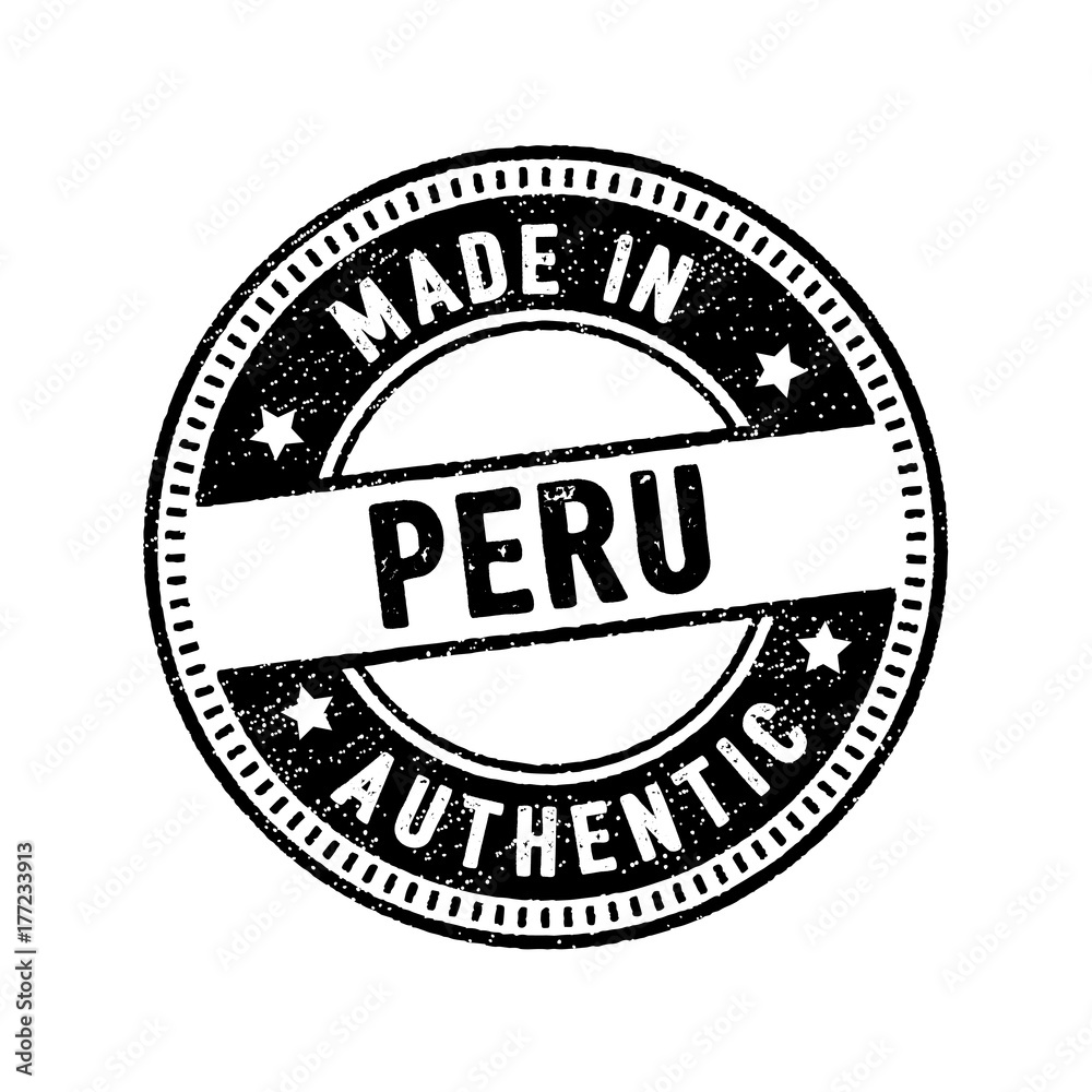 made in peru authentic rubber stamp icon