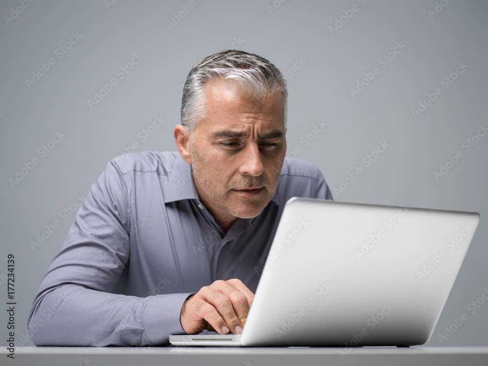 Businessman having vision problems Businessman having vision problems