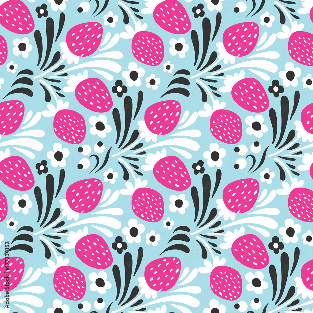 Strawberry. Seamless pattern. Strawberry. Seamless pattern.
