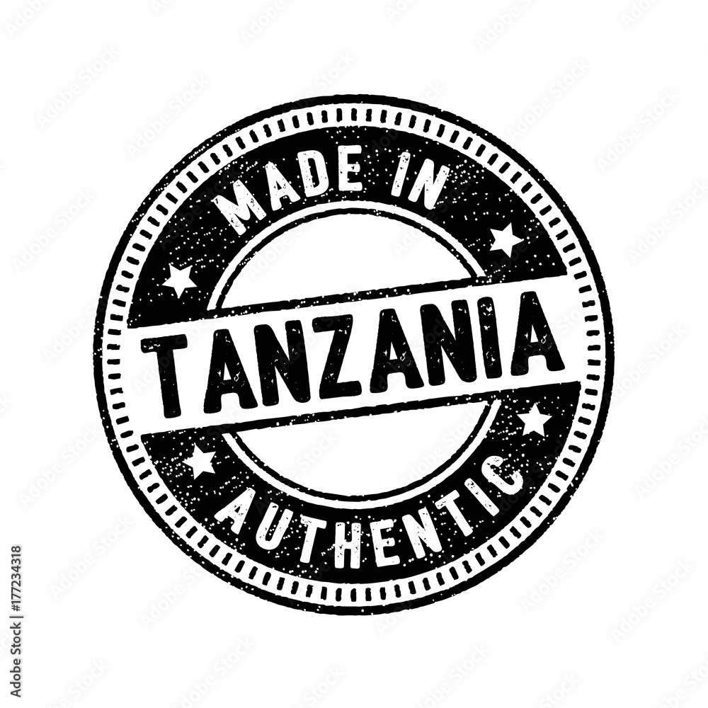 made in tanzania authentic rubber stamp icon