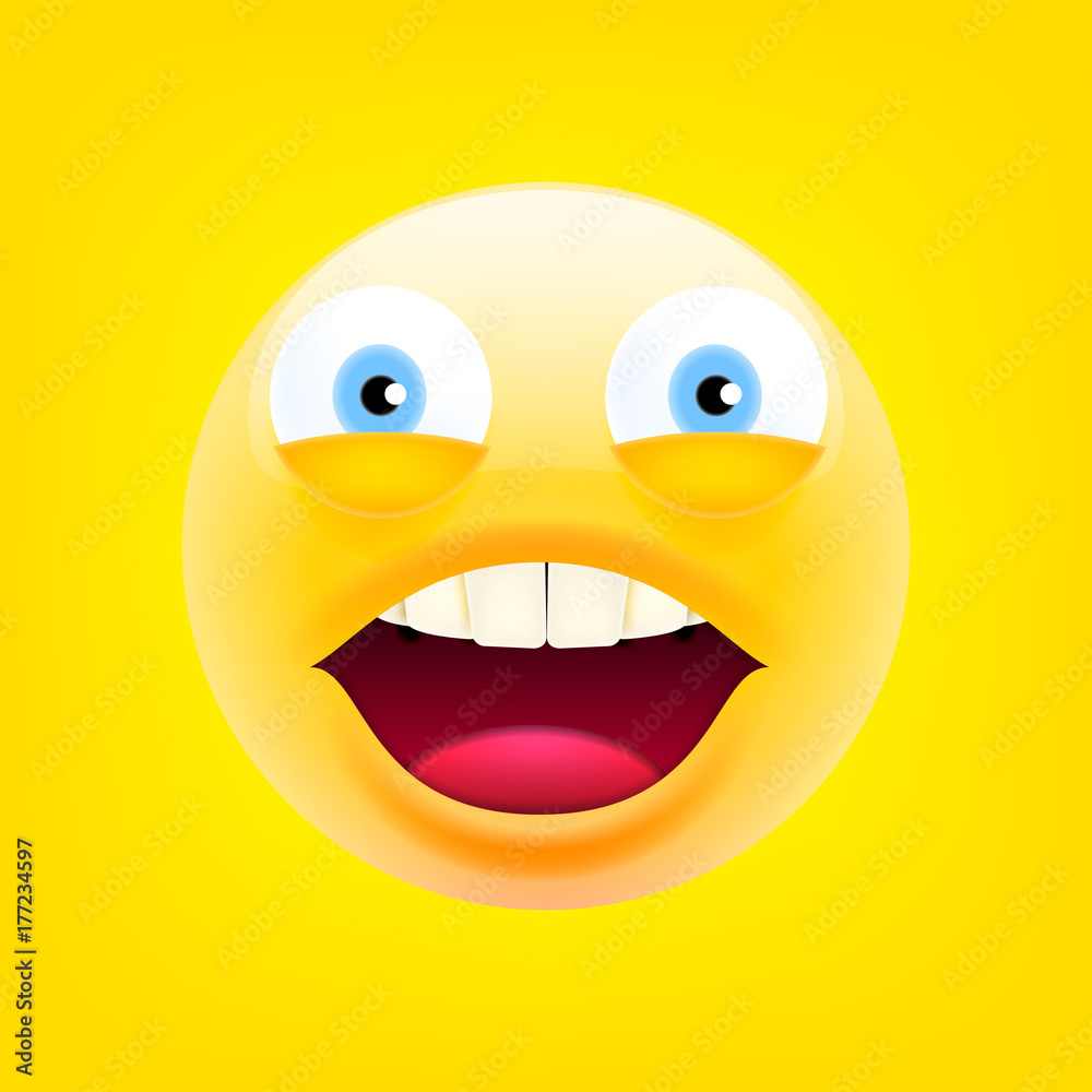 Greening Face Emoji. Smiley Face. Happy Emoticon