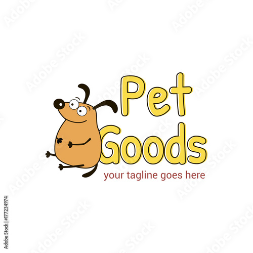 Vector logo template for pet shop   veterinary clinic. Creative idea for animal feed. Illustration of a well-fed dog. EPS10.