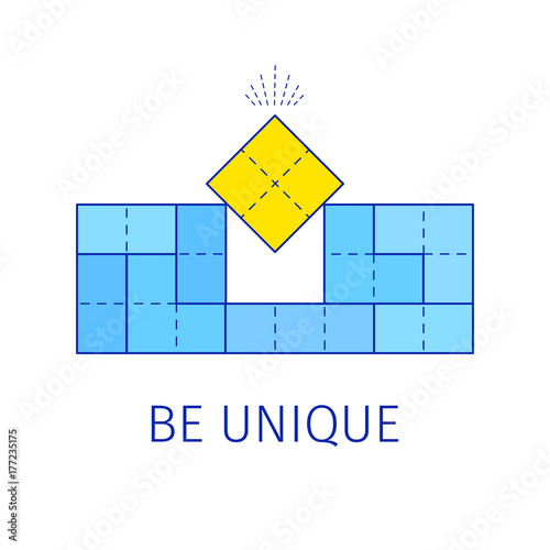 Be unique concept with tetris shapes. Vector illustration.