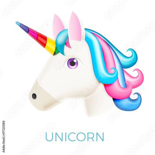 Unicorn Realistic Vector Icon
