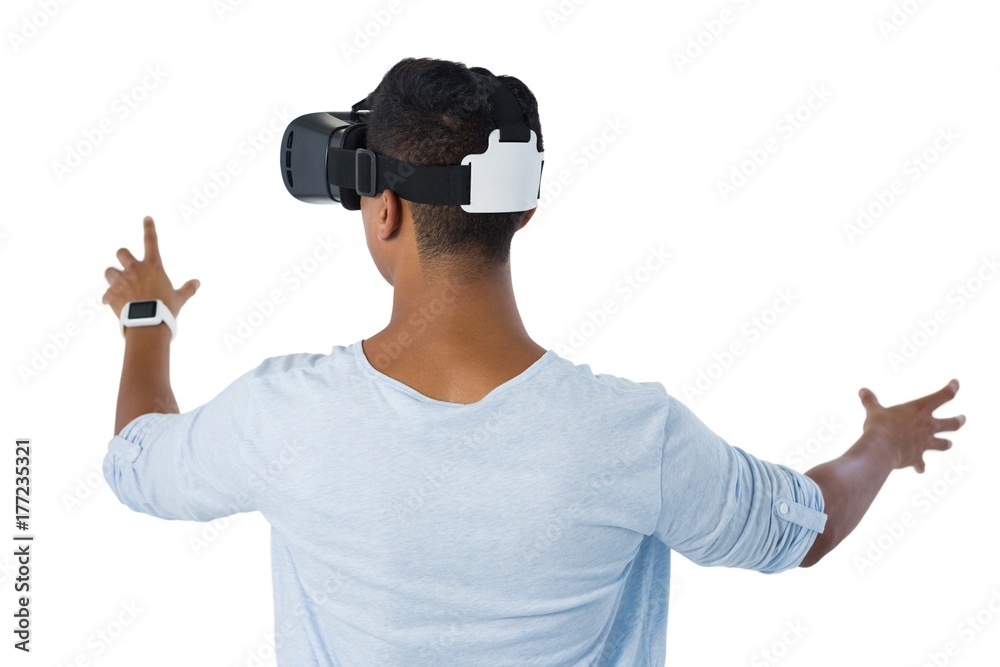 Man using virtual reality headset Man using virtual reality headset