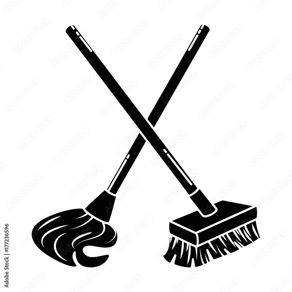 mop and brush icon Stock Vector | Adobe Stock