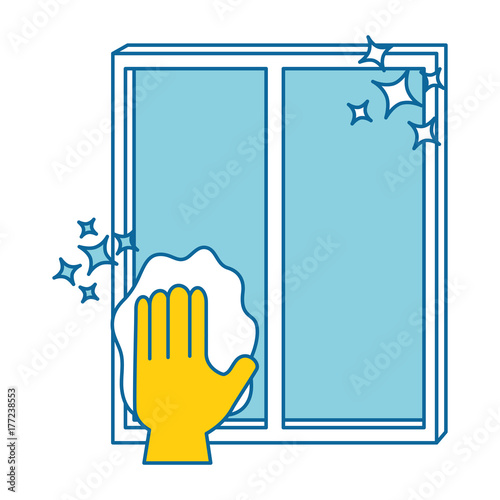 hand wiping window with cloth