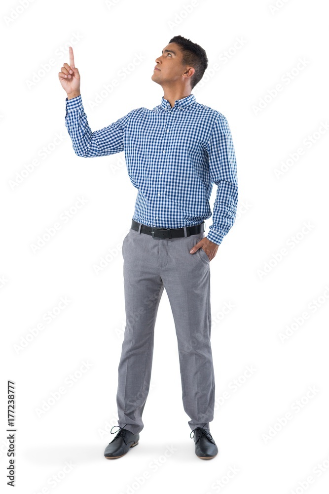 Man gesturing against white background Man gesturing against white background