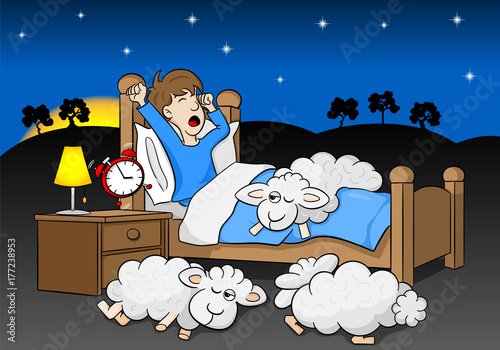 Mann wird am Morgen vom Wecker geweckt 