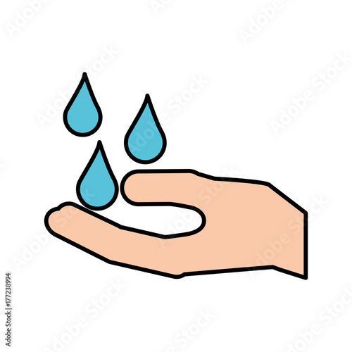 hand with water drop clean hygiene symbol