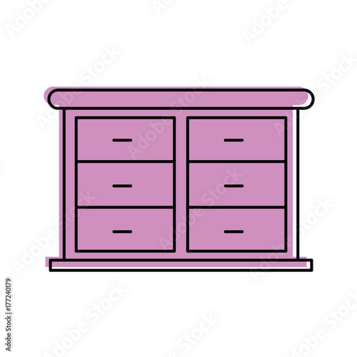 furniture bathroom drawers cabinet wooden vector illustration