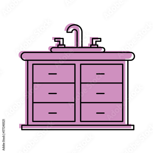 bathroom interior with sink vanity cabinet furniture vector illustration