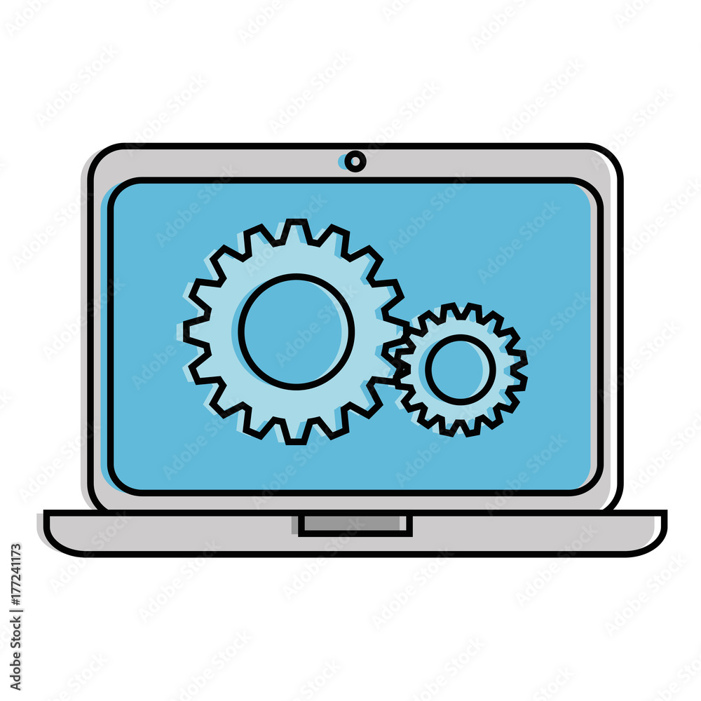 laptop computer with gears laptop computer with gears