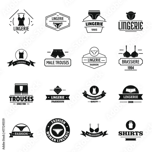 Underwear logo icons set, simple style