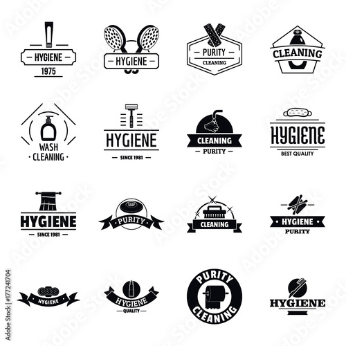 Hygiene logo icons set, simple style