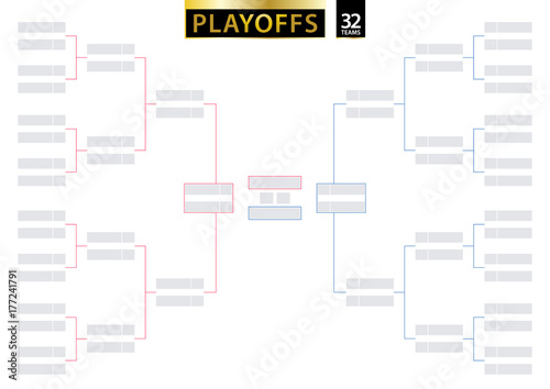 32 Team Single Elimination Bracket. Tournament Bracket for playoffs on white background.