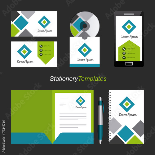 corporate identity template set business stationery mock-up with emblem branding design vector illustration