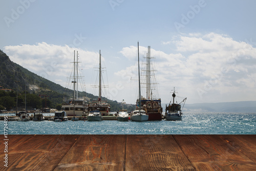 Fototapeta Naklejka Na Ścianę i Meble -  Table on seaside background