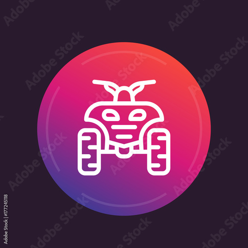 quad bike linear icon, ATV, quadricycle, vector illustration