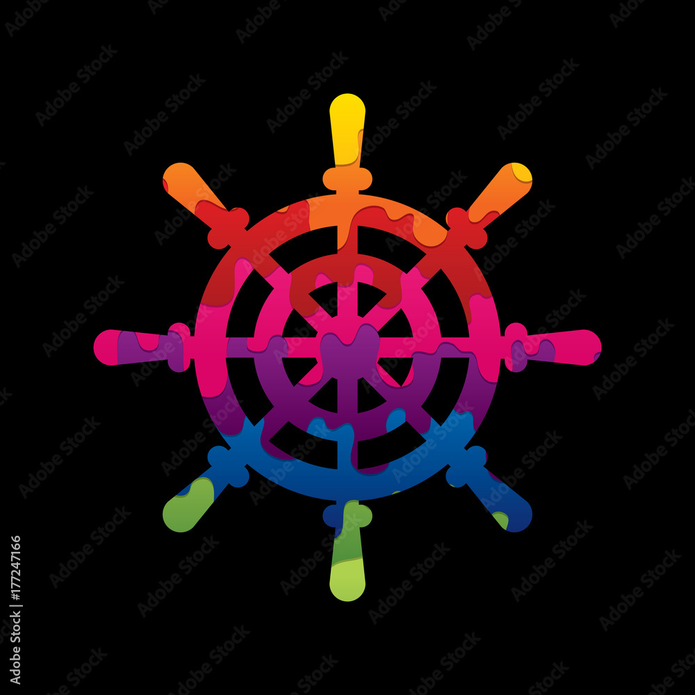 Obraz premium Ship steering wheel designed using grunge brush graphic vector.