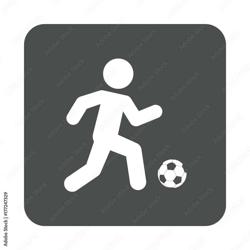 Icono plano futbolista en cuadrado gris