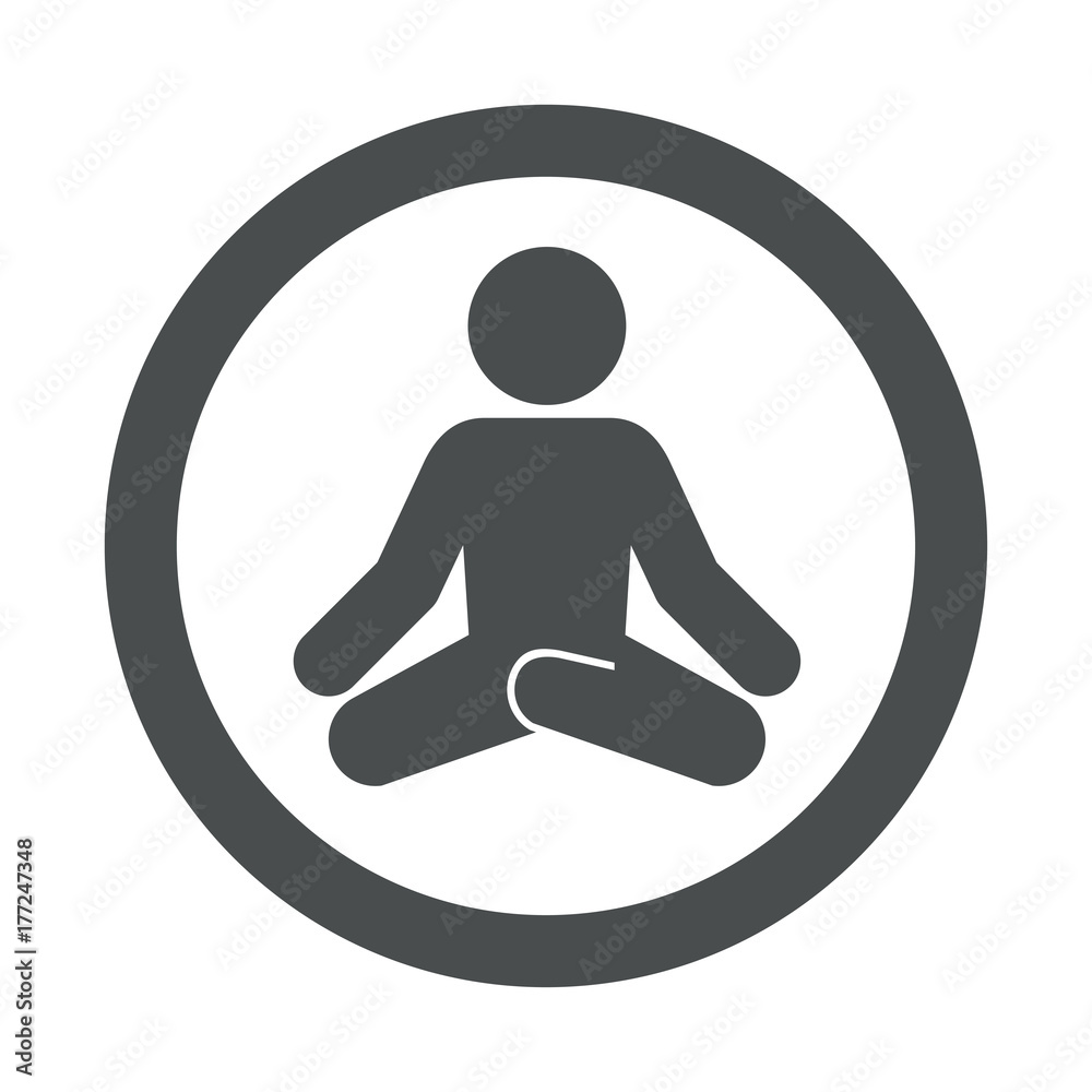 Icono plano hombre postura yoga en circulo color gris Icono plano hombre postura yoga en circulo color gris