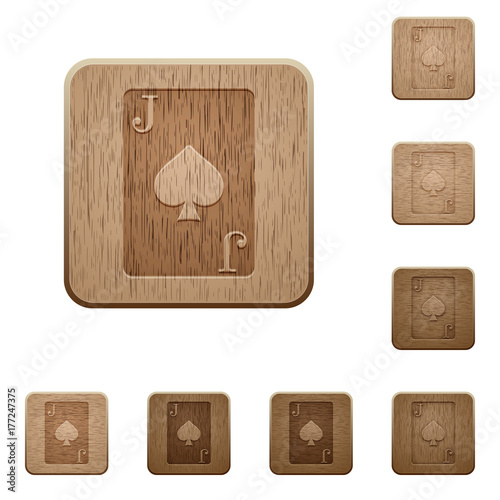 Jack of spades card wooden buttons