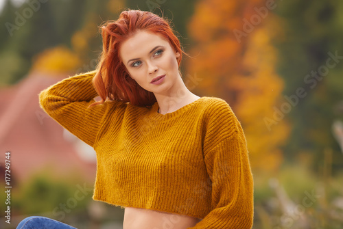 Autumn redhair girl photo