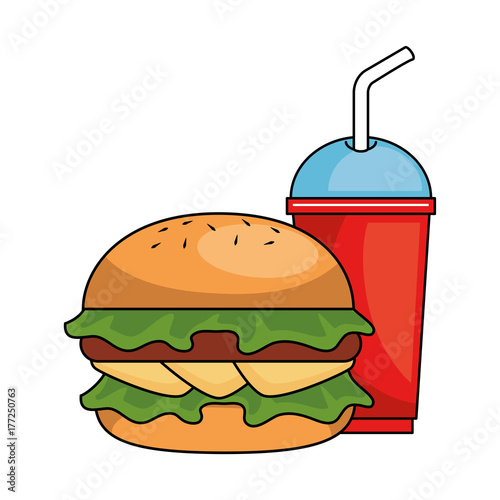 delicious burger with soda