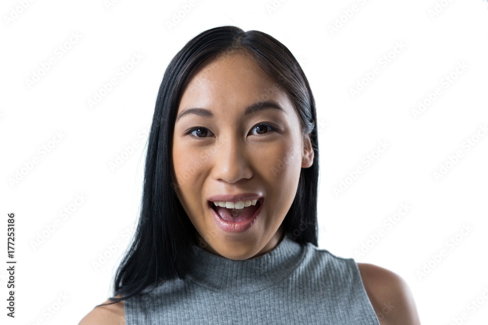 Female executive standing against white background Female executive standing against white background