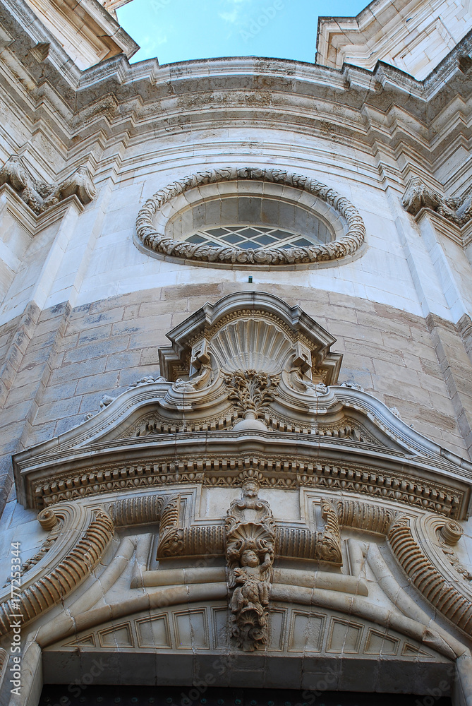 Facade of the Cadiz Cathedral, Cadiz, Spain