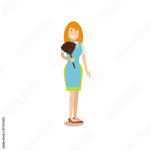 Hotel chambermaid vector illustration in flat style