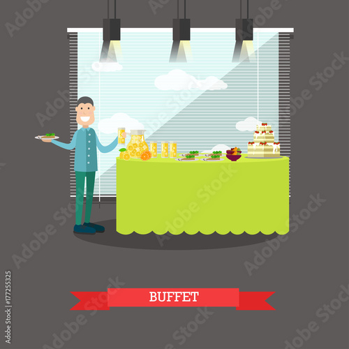 Hotel buffet vector illustration in flat style