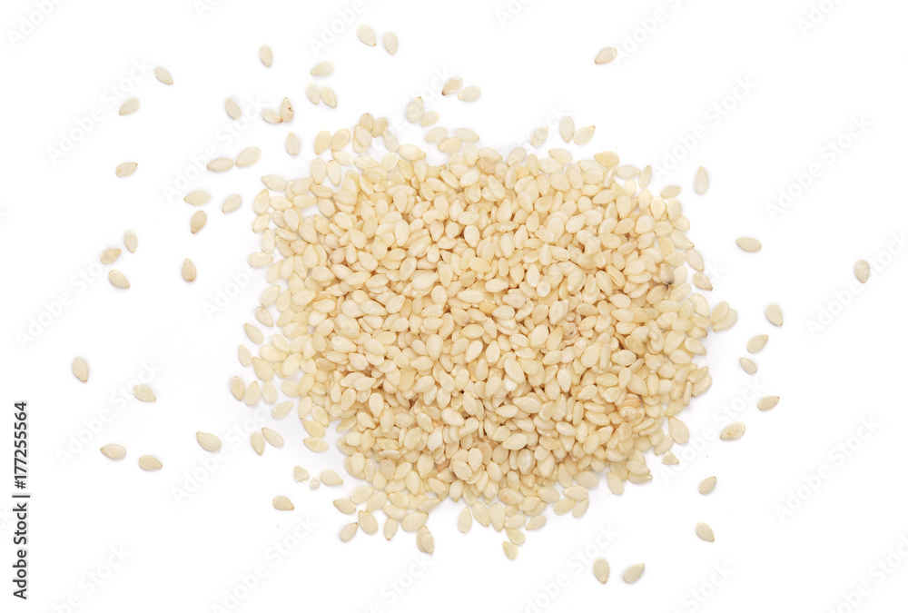 Sesame seeds isolated on white background top view Sesame seeds isolated on white background top view
