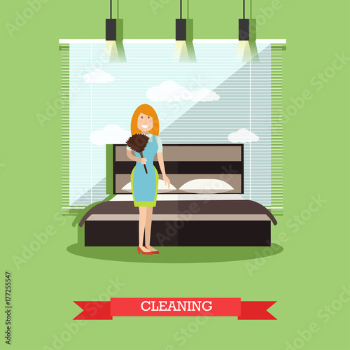 Hotel housekeeping vector illustration in flat style