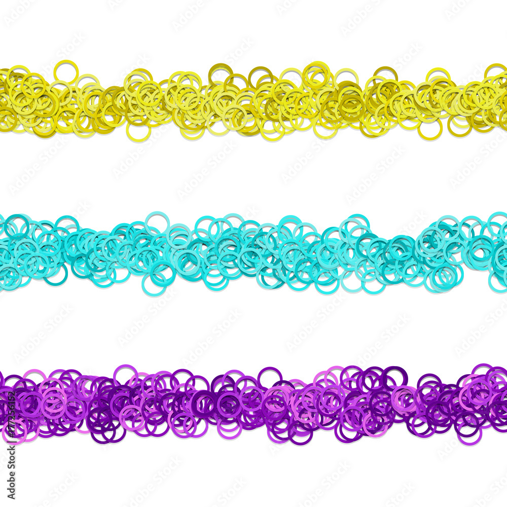 Random circle pattern line divider design set from colored rings Random circle pattern line divider design set from colored rings