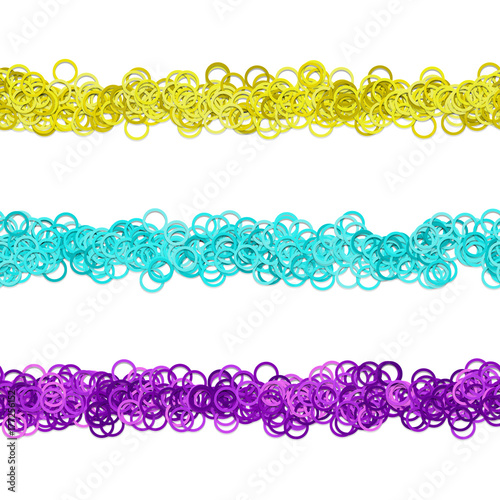 Random circle pattern line divider design set from colored rings