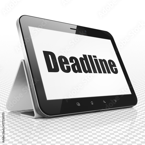 Finance concept: Tablet Computer with Deadline on display