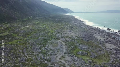 Turakirae Reserve, 4K Establishing Shot, New Zealand photo