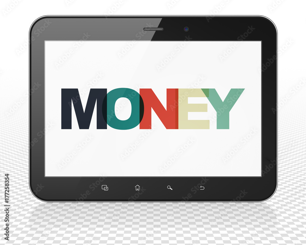 Business concept: Tablet Pc Computer with Money on display Business concept: Tablet Pc Computer with Money on display