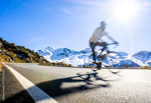 cyclist at the grossglockner mountain